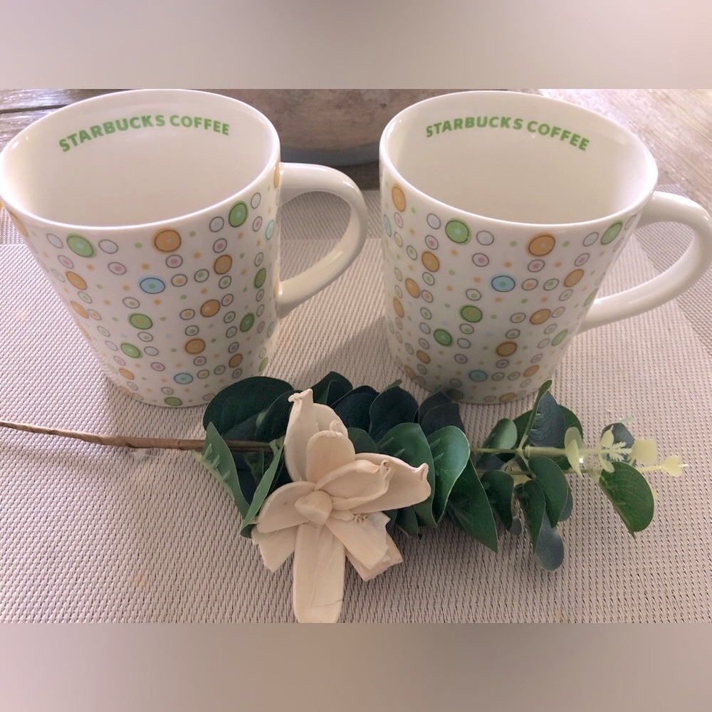 STARBUCKS Rare Pastel 2005 Collection Y2K Coffee Mugs Pair - 16oz.